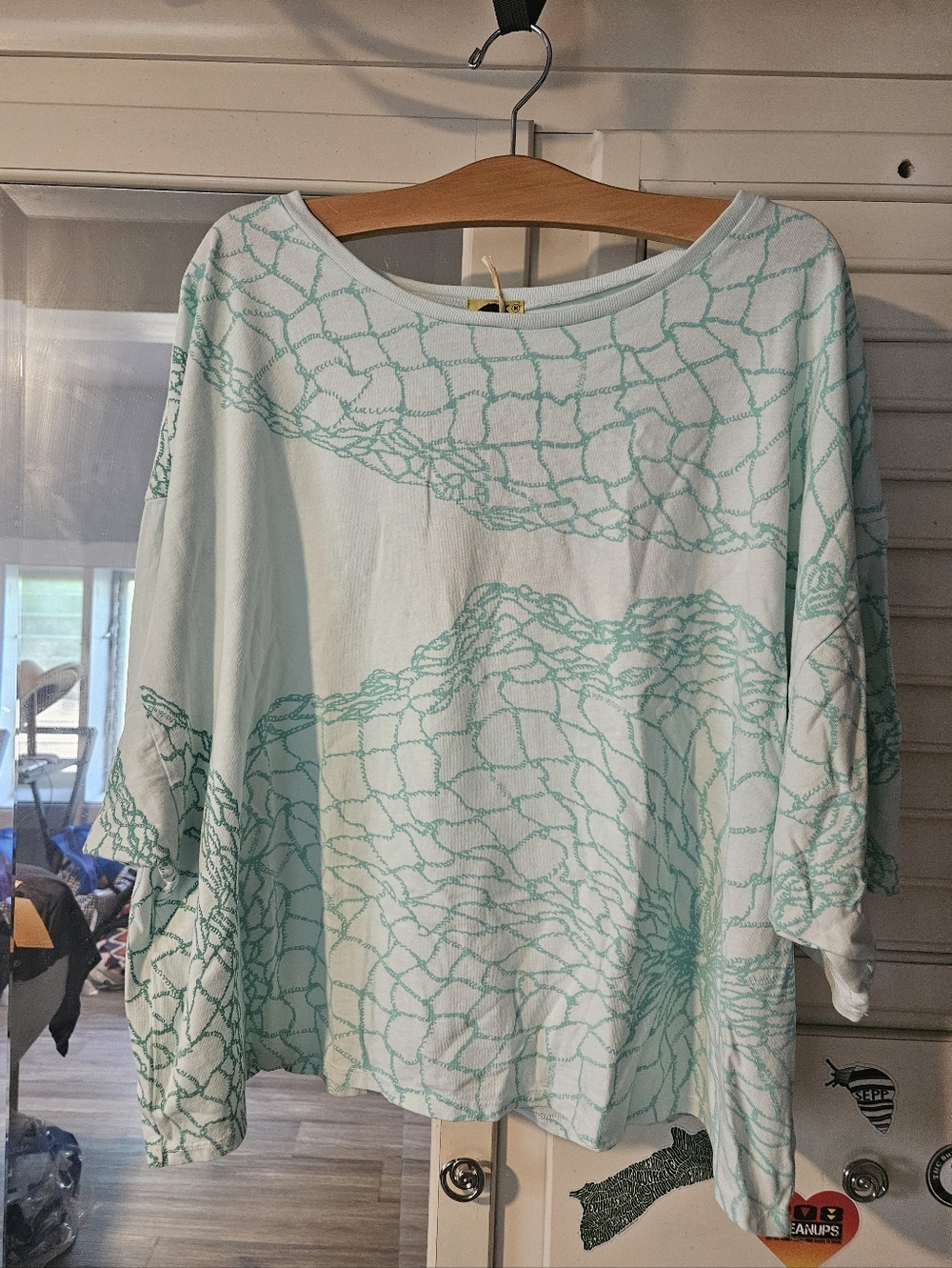 KEALOPIKO OVERSIZED TOP - ONE SIZE - UPENA PRINT - LIGHT BLUE COLOR
